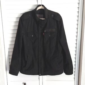 Levis Jacket, Utility Coat, Full Zip & Snaps, Quilted Lining, Cotton, Black‎